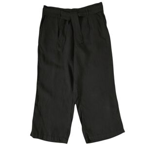 LG 100% Linen Nicole Miller Black Wide Leg Cropped Pants